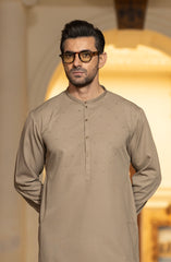 KHAKI BLENDED EMBROIDERED KAMEEZ SHALWAR
