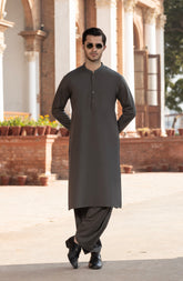 GREY BLENDED EMBROIDERED KAMEEZ SHALWAR