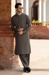 GREY BLENDED EMBROIDERED KAMEEZ SHALWAR