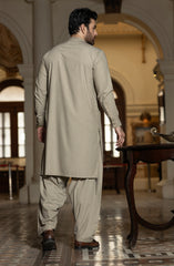 LIGHT-OLIVE BLENDED EMBROIDERED KAMEEZ SHALWAR