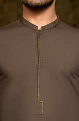 SUMMER'25 EMBROIDERED MEN KAMEEZ SHALWA OAK