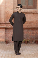 CHOCOLATE-BROWN BLENDED EMBROIDERED KAMEEZ SHALWAR