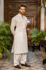 MEN KAMEEZ SHALWAR OFF WHITE