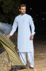 SKY BLUE BLENDED KAMEEZ SHALWAR