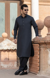 DARK-GREY BLENDED KAMEEZ SHALWAR