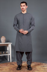 CHARCOAL KAMEEZ SHALWAR WITH WAIST COAT