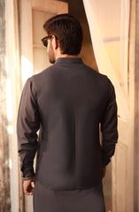 CHARCOAL KAMEEZ SHALWAR WITH WAIST COAT