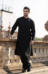 BLACK BLENDED KAMEEZ SHALWAR WAISTCOAT