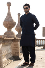 NAVY BLENDED KAMEEZ SHALWAR WAISTCOAT