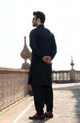 NAVY BLENDED KAMEEZ SHALWAR WAISTCOAT