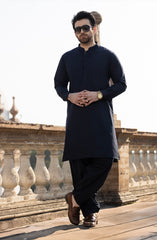 NAVY BLENDED KAMEEZ SHALWAR WAISTCOAT