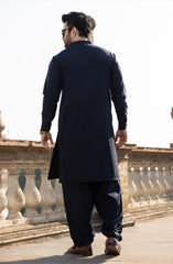 NAVY BLENDED KAMEEZ SHALWAR WAISTCOAT