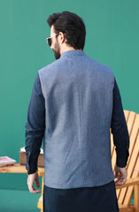 PRE WINTER'23 MEN WAISTCOAT PLAIN TEAL GREY