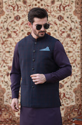 PRE WINTER'23 MEN WAISTCOAT PLAIN NAVY BLUE