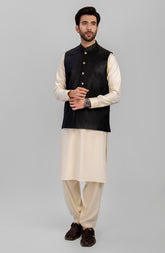 PRE WINTER'23 MEN WAISTCOAT PLAIN BLACK