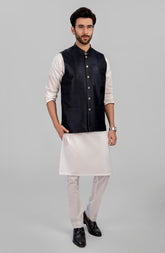 PRE WINTER'23 MEN WAISTCOAT PLAIN NAVY BLUE