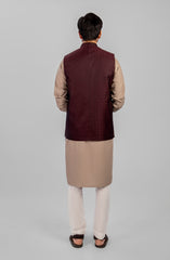 PRE WINTER'23 MEN WAISTCOAT PLAIN MAROON