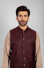 PRE WINTER'23 MEN WAISTCOAT PLAIN MAROON