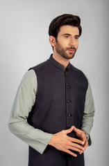 PRE WINTER'23 MEN WAISTCOAT PLAIN CHARCOAL
