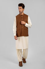 PRE WINTER'23 MEN WAISTCOAT PLAIN BROWN