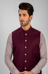 PRE WINTER'23 MEN WAISTCOAT PLAIN MAROON