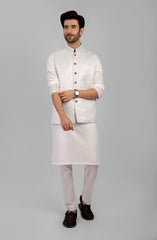 PRE WINTER'23 MEN WAISTCOAT PLAIN OFF WHITE