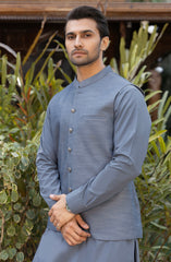 MEN KAMEEZ SHALWAR WITH WAIST COAT DENIM BLUE