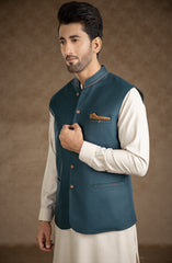 PRE WINTER'23 MEN WAISTCOAT CASUAL OLIVE GREEN