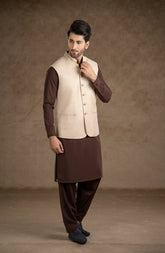 PRE WINTER'23 MEN WAISTCOAT CASUAL FAWN