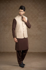 PRE WINTER'23 MEN WAISTCOAT CASUAL FAWN