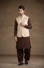 PRE WINTER'23 MEN WAISTCOAT CASUAL FAWN