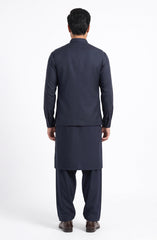 NAVY KAMEEZ SHALWAR & WAISTCOAT