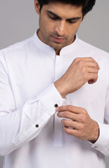 WHITE BLENDED KAMEEZ SHALWAR