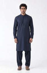 NAVY BLENDED EMBROIDERED KAMEEZ SHALWAR