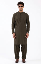 OLIVE BLENDED KAMEEZ SHALWAR