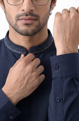 NAVY BLENDED EMBROIDERED KAMEEZ SHALWAR