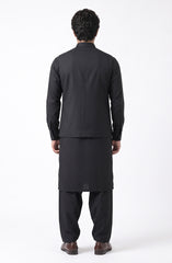 BLACK KAMEEZ SHALWAR & WAISTCOAT