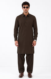 FOREST-BROWN BLENDED KAMEEZ SHALWAR