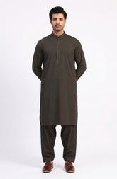 BURNT-AMBER BLENDED KAMEEZ SHALWAR