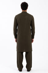 OLIVE BLENDED KAMEEZ SHALWAR