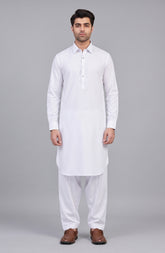 WHITE BLENDED KAMEEZ SHALWAR