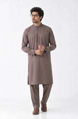 ASH-BROWN BLENDED EMBROIDERED KAMEEZ SHALWAR