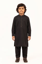BLACK BLENDED EMBROIDERED KAMEEZ SHALWAR