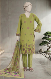 EMBROIDERED CAMBRIC 3PCS UNSTITCHED
