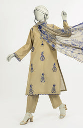 EMBROIDERED CAMBRIC 3PCS UNSTITCHED