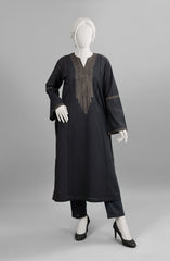 MONOCHROME'23 TRICORN BLACK EMBROIDERED CAMBRIC 1PC KURTI