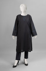 MONOCHROME'23 CHARCOAL EMBROIDERED CAMBRIC 1PC KURTI