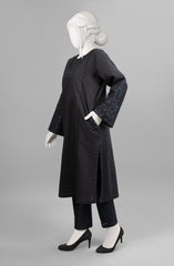 MONOCHROME'23 CHARCOAL EMBROIDERED CAMBRIC 1PC KURTI