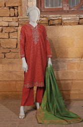 WINTER'24 EMBROIDERY DENIER SLUBBY WOMEN STITCHED 3PC SUIT