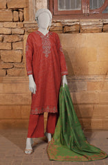 WINTER'24 EMBROIDERY DENIER SLUBBY WOMEN STITCHED 3PC SUIT